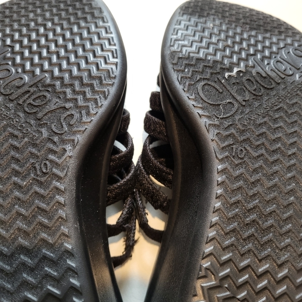 Skechers Cali Womens Rumblers Hot Shot Wedge Sandal black bejeweled size 10 NWOB - Picture 9 of 10